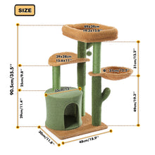 Load image into Gallery viewer, H90.5CM Cactus Tree Condo Kitty Play House
