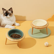 Load image into Gallery viewer, 800ml Cat Food Water Bowl with Wood Stand
