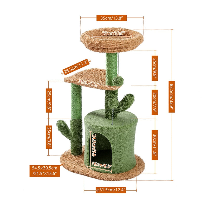 H90.5CM Cactus Tree Condo Kitty Play House